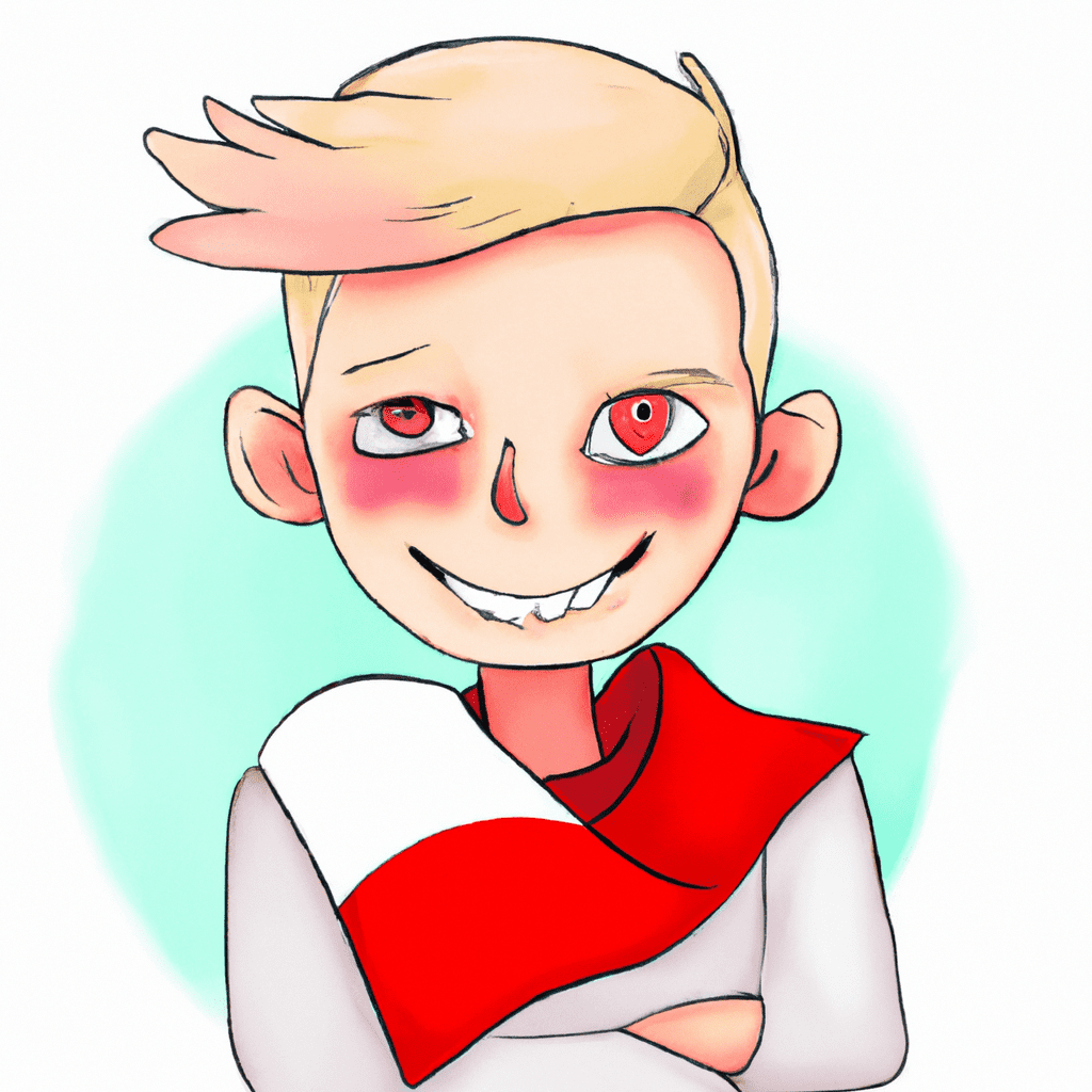 illustration of young IT man, modern design, for the web, cute, happy, high resolution, trending in artstation, smile, poland flag